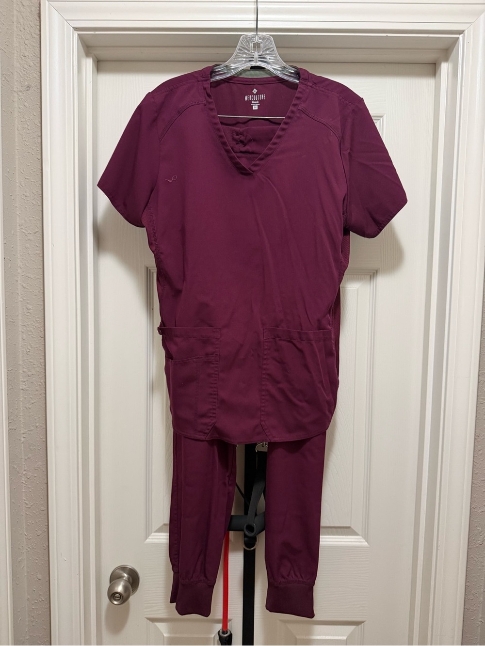 Med Couture Two-Piece Scrub Set in Berry Plum